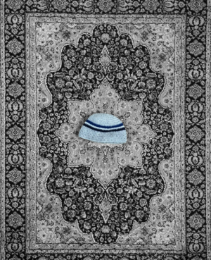 BEANIE– HOBE DATING – BLEU & BLANC & GRIS